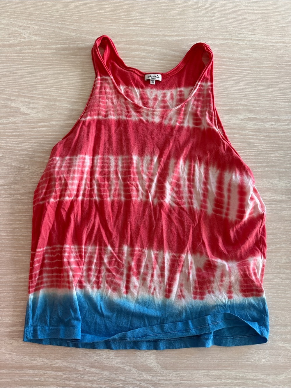 Splendid Red and Blue Tie-Dye Racerback Tank